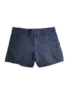 Eddie Bauer Womens Blue Utility Cargo Shorts Size 14 Cotton Pockets Button Zip